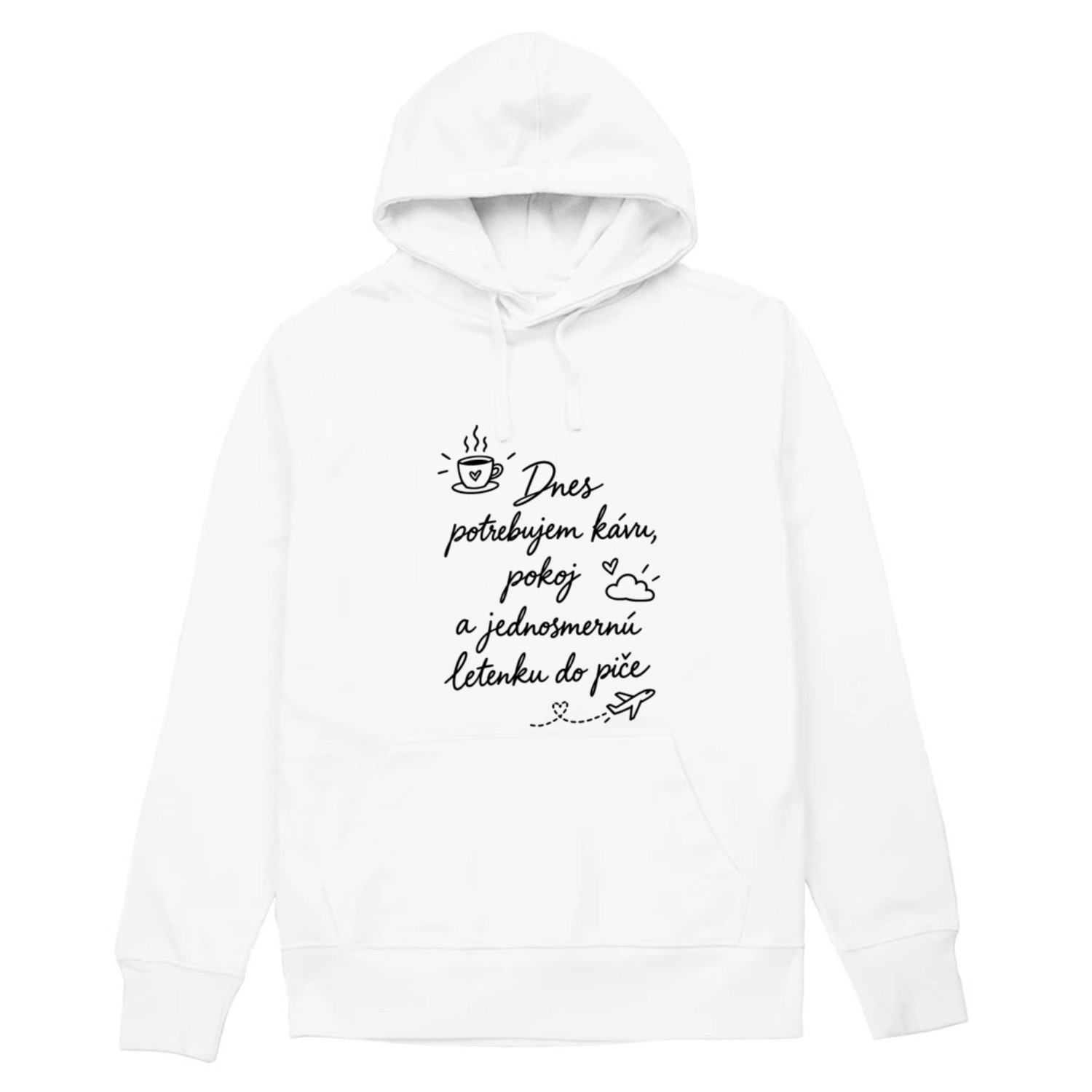 potrebujem kavu, pokoj hoodie white